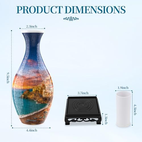 3D Puzzles Vase for Adults, Crafts for Adults, 160 Pieces Plastic DIY Unique Flower Vase with LED Light, House Warming Gift Birthday Gifts for Flower Arrangements and Home Decor for Mom(Sea and House) - Image 5