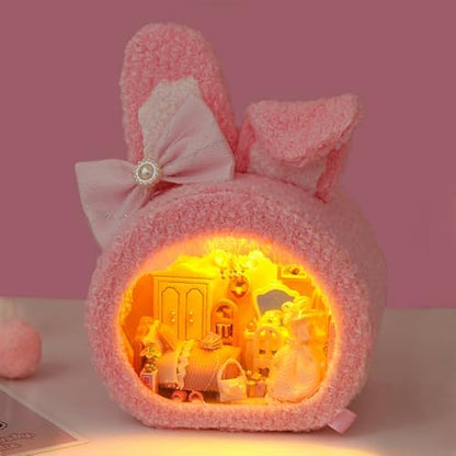 DIY Miniature House Kit, Cute Animal Style Wood Dolls House Model With LED Light - Creativity Gift for Women and Adults - Image 6