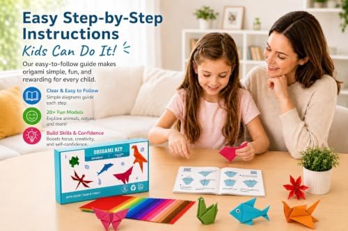 Origami Paper Kit 200 Sheets 6x6 Inch Colored Craft Paper with Origami Book - Image 2