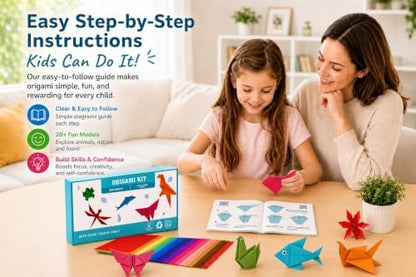 Origami Paper Kit 200 Sheets 6x6 Inch Colored Craft Paper with Origami Book - Image 2
