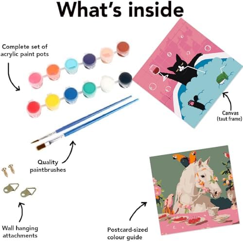 FQOVKYN 4 Packs Funny Animals Paint by Numbers Kit for Adults Beginner, Horse Paint by Numbers with Frame, DIY Crafts Painting by Number for Gift Home Wall Decor 8 * 8 inch - Image 7