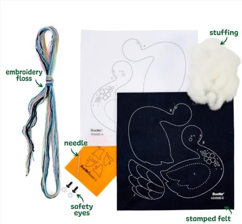 Bucilla, Felties Perfect Pairs Felt Embroidery Craft Kit, for DIY Arts and Crafts Projects, Swan Sweeties, Set of 2 - Image 2