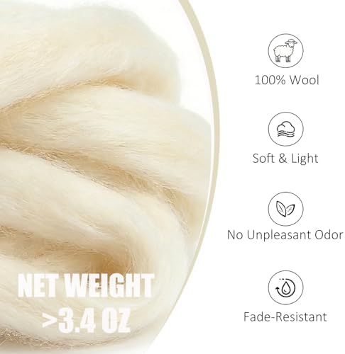 3.4oz Needle Felting Wool Coconut Milk for DIY Needle Craft Enthusiasts - Image 2