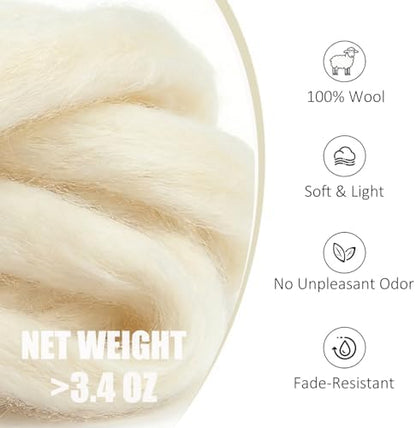 3.4oz Needle Felting Wool Coconut Milk for DIY Needle Craft Enthusiasts - Image 2