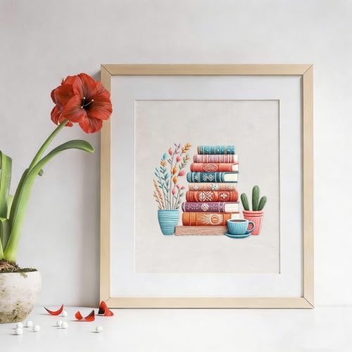 Embroidery Kit for Adults, Pre-Stamped Pattern Embroidery Kit for Beginners, Needlepoint Starter Kit with Hoop Thread Needle Instruction, 7.9'' Hoop (Book Lover 3 Packs) - Image 5