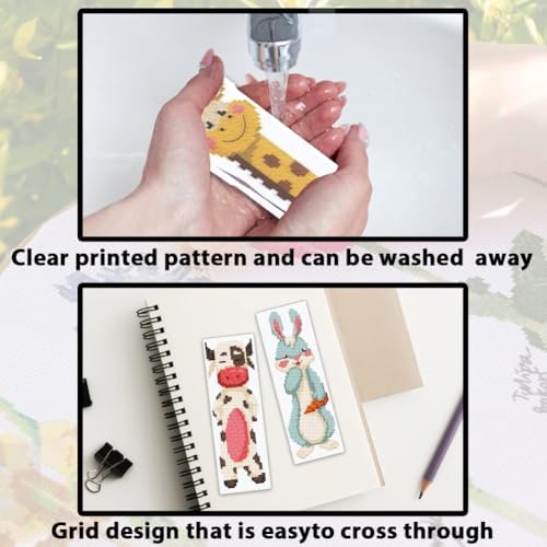 ACRNIGHEET 6PCS Cross Stitch Bookmark Kits for Beginners Cartoon Animals - Image 3