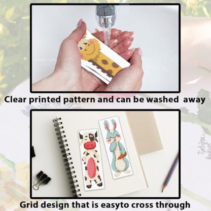 ACRNIGHEET 6PCS Cross Stitch Bookmark Kits for Beginners Cartoon Animals - Image 3