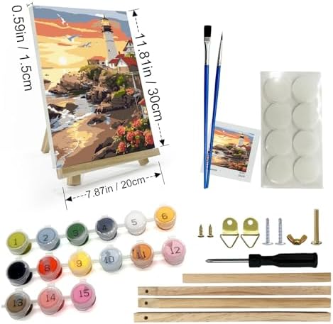 JOOZ Lighthouse Paint by Number for Adults with Frame, 8x12 Inch - Image 2