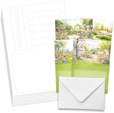 Katy Sue Spring Garden Picket Fence Card Making Kit. Contains 8 Shaped Cards, 3 Sheets of Die Cut Decoupage, Adhesive Foam Pads, Background Scenes, Instructions & 8 Envelopes for Card Making Supplies - Image 5