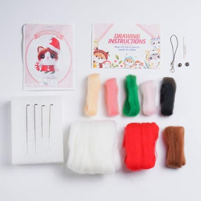 Wizardi Beginner Needle Felting Kit for Adults - Christmas Cat. Animal Felting Kit 7.5x5x3.5cm. Felting Tools. Wool Felting Supplies. Felt Crafts. Wool Felt. F07N8-W16 - Image 2