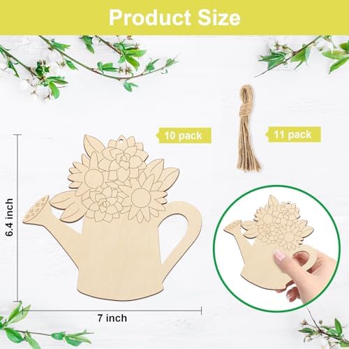 Large Size 7" Wooden Spring Ornaments to Paint, Flower Wooden DIY Blank Unfinished Round Wood Discs Ornament for Crafts Hanging Decorations(10PCS) - Image 7