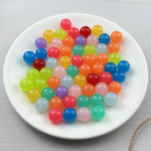 60pcs Acrylic Round Beads for Crafts 14mm Resin Candy Color Spacer Beads with Hole for Jewelry Making Sewing Crafts Decoration Necklaces Bracelets Earrings Supplies(Jelly Mix Colors) - Image 2
