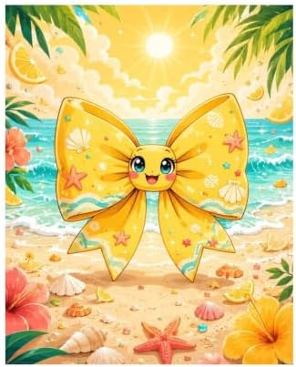 Lyngora Paint by Numbers Kit for Adults Beginner Art Decor Yellow Beach Bow by Unknown