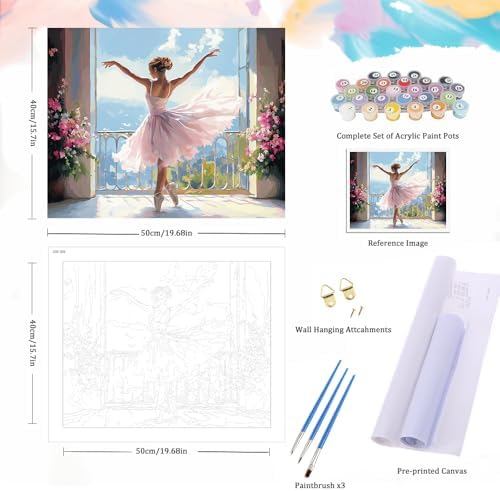 Natuyalo Dancing Girl Paint by Numbers Kit for Adults - Beautiful Woman Painting by Number on Canvas Without Frame, DIY Acrylic Art Crafts for Ideal Gift Home Wall Decor (16x20 Inch) - Image 5