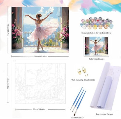 Natuyalo Dancing Girl Paint by Numbers Kit for Adults - Beautiful Woman Painting by Number on Canvas Without Frame, DIY Acrylic Art Crafts for Ideal Gift Home Wall Decor (16x20 Inch) - Image 5