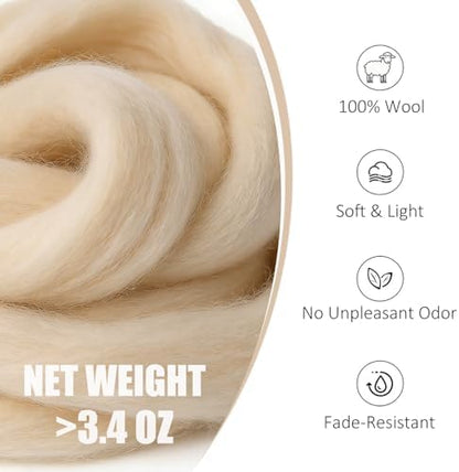 3.4oz Needle Felting Wool Creamed Corn for DIY Needle Craft Enthusiasts - Image 2