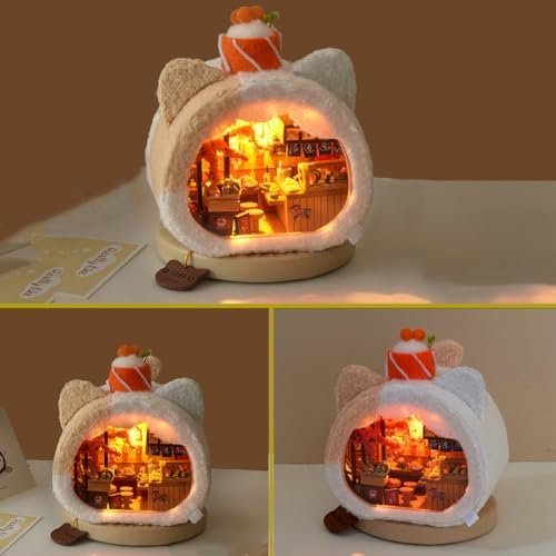 3D Wooden Book Stand Puzzle DIY Dollhouse Wood Nook Model Building Kit with LED Light for Adults to Build Creativity Christmas Halloween - Image 6
