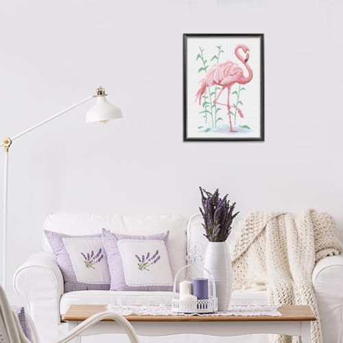 FREEBLOSS Flamingo Cross Stitch Kit Cross Stitch Starter Kit for Adults with Instructions 13 * 17'' Pure Cotton Cloth Cross Stitch for Beginnrs Cross Stitch Wall Hanging No Frame - Image 7