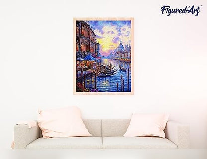 Figured'Art Paint by Numbers Kit for Adults The Grand Canal of Venice 16"x20" - Craft Art Painting Rolled Canvas with DIY Wooden Frame - Image 4