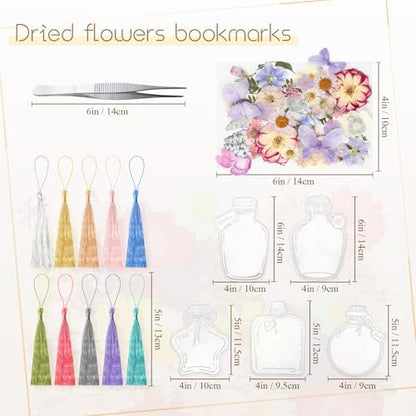 Taobary 91 Pcs DIY Dried Flowers Bookmarks Transparent, Gentle Colors - Image 3