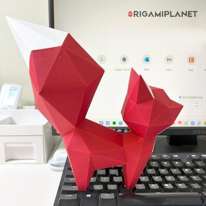 Red Fox 3D Origami Paper Craft Kit, Creative Handmade Paper Art for Home Decor, Unique DIY Animal Models Papercraft Set Present for Lady/Wife/Woman - Image 6