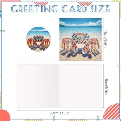12pcs Diamond Art Greeting Cards for Adults, DIY Beach Life Design Card Making Kit with Envelopes, All-Occasion Handmade Cards for Anniversary, Birthday, Daily Use - Image 7