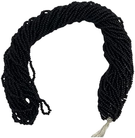 11/0 Glass Seed Beads, 12 String Hanks, Small Craft Beads, 2 mm (Matte Black) by Unknown