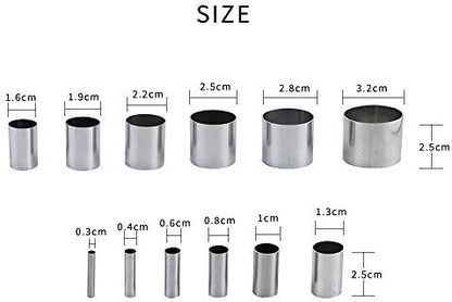 Fireboomoon 12 PCS Hole Hollow Punch Cutter Set with Storage Case,Stainless Steel Round Circle Ring Clay Cutters Ceramics Dotting Baking Indentation Mold Tools for Polymer Clay Pottery Handmade Craft - Image 2