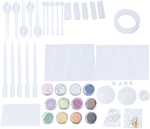 94Pcs Silicone Jewelry, Reusable Resin Casting for DIY Pendant Earrings Necklace Craft Kit with Glitter Sequins and Tools for Jewelry Making - Image 2