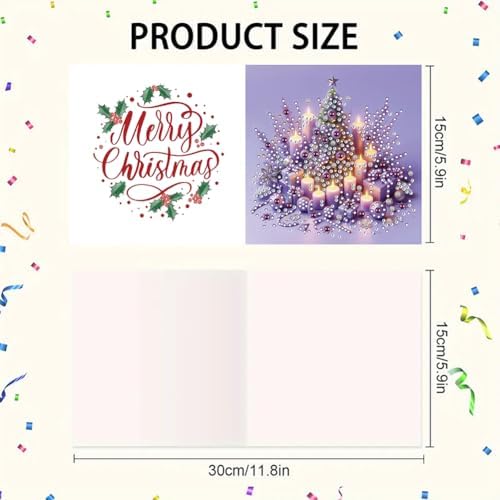 jinglinhh 6pcs Diamond Art Painting Purple Christmas House Candle Ornaments Greeting Cards with Envelopes, DIY Card Making Kits for Adults, Diamond Art Postcards Christmas Cards Craft Gifts - Image 2