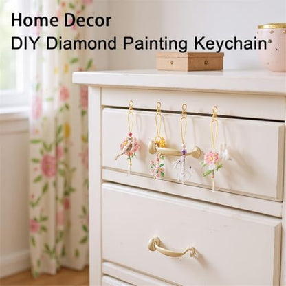 LAKEQUILL 15Pcs 5D DIY Diamond Art Painting Keychain Kits - Double Sided Flowers Animals Pendants Decorative Key Rings for Adults Beginners Craft - Image 5