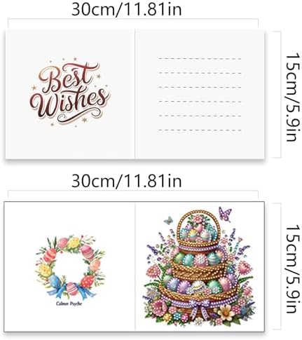 Diamond Painting Greeting Cards 12 Pack Easter Egg Basket DIY Kit with Special Shaped Rhinestones and Envelopes, Handmade Craft for Adults, Spring Holiday Gift Set - Image 5