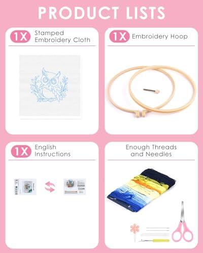 TINDTOP Embroidery Kit for Beginners Adult, Owl Embroidery Kit - Image 2