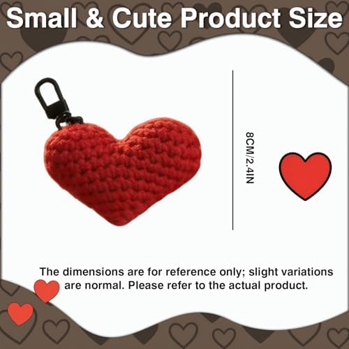FACE N FACE DIY Crochet Heart Keychain Kit for Beginners – 6 Pack Valentine's Day Red Yarn Heart Keychains with Hook, Yarn & Instructions – Easy Beginner Knitting Craft Gift Set for Adults - Image 2