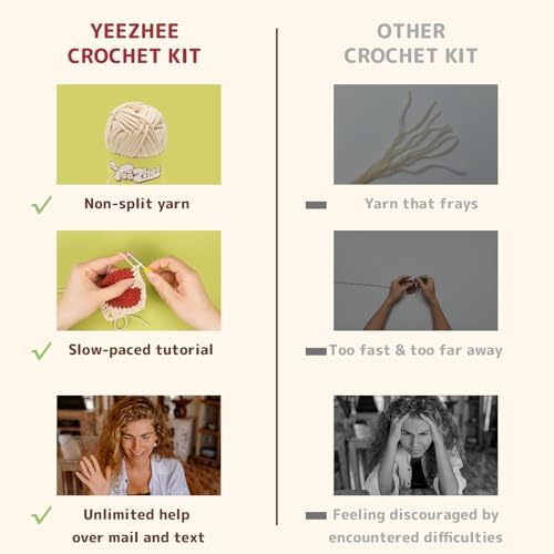 Yeezhee Crochet Kit for Beginners, Granny Square Starter Kit with Step-by-Step Video Tutorials, Knitting Kit for Adults & Teens Including Yarn, Crochet Hook, Heart - Image 6
