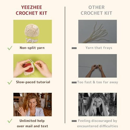 Yeezhee Crochet Kit for Beginners, Granny Square Starter Kit with Step-by-Step Video Tutorials, Knitting Kit for Adults & Teens Including Yarn, Crochet Hook, Heart - Image 6
