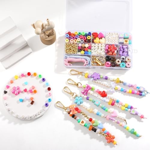 BESARME Beaded Keychain Making Kit, 372 Pcs, Colorful Alphabet Beads by BESARME