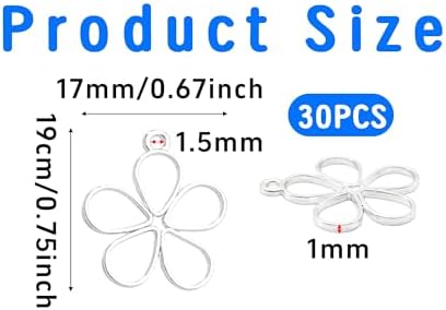 30PCS Open Bezel Pendants, Hollow Flower Alloy Frame Charms for Resin Jewelry Making, DIY Earrings Necklace Bracelet Craft Supplies - Image 2