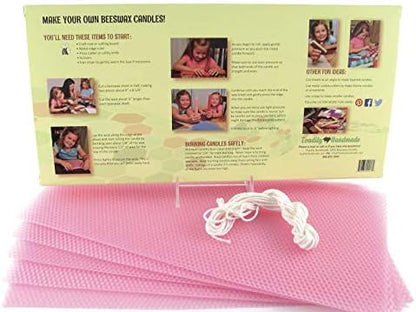Make Your Own Beeswax Candle Starter Kit - Includes 5 Full Size 100% Beeswax Honeycomb Sheets in Pink and Approx. 6 Yards of Cotton Wick. Each Sheet Measures Approx. 8" x 16 1/4". - Image 2
