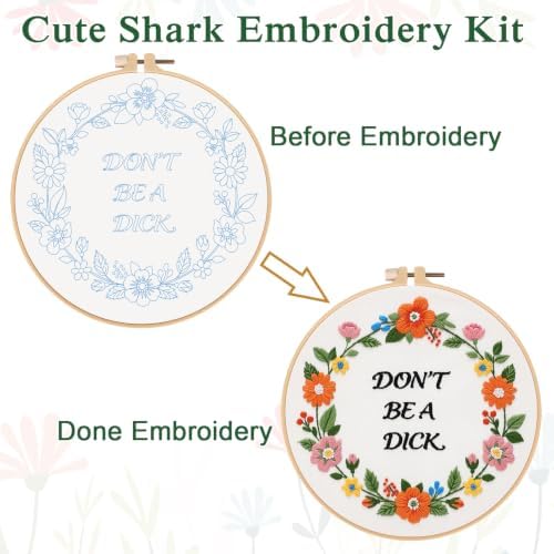 Louise Maelys Funny Quote Embroidery Kit for Beginners, Floral DIY Craft - Image 4