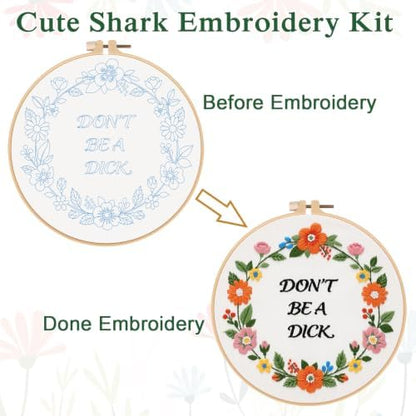 Louise Maelys Funny Quote Embroidery Kit for Beginners, Floral DIY Craft - Image 4