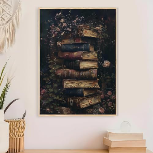 Floral Books Paint by Numbers Kit for Adults Framed Canvas, Frameworkless - Image 5