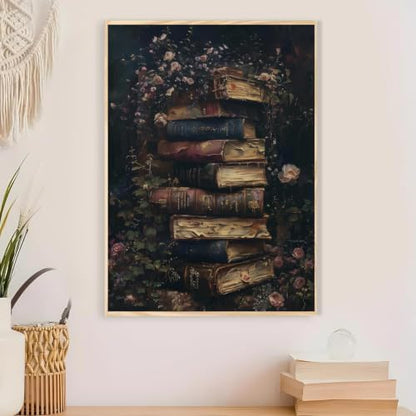 Floral Books Paint by Numbers Kit for Adults Framed Canvas, Frameworkless - Image 5