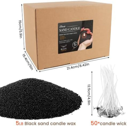 Black Sand Candle Wax Kit - 5LB Pearled Candle Sand with 50 Candle Wicks - Image 2
