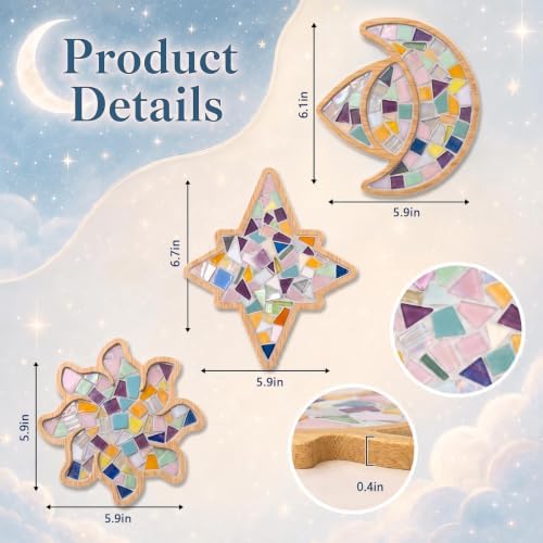 luperasol 6 Sets Coasters DIY Mosaic Tiles, Mixed Color, Boho Styles - Image 2