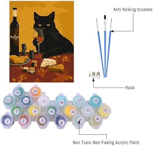 Canrichshop Cat Paint by Numbers Kit for Adults,Painting by Numbers,DIY Acrylic Paint Kit for Adults Beginners Without Frame,Easy Adult Paint by Number Kits on Canvas for Decor 16x20inch - Image 6