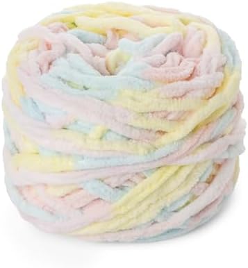 Plush Chenille Chunky Yarn 100g (49.2yd) - Fluffy Velvet Yarn Crochet for Blanket Knitting and Crocheting - Baby Yarns for Crocheting Soft - Amigurumi Yarns (Macaron) by OMoiut