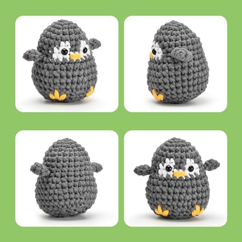 Zepiany Crochet Kit for Beginners, Crochet Kit for Adults Easy Arts Crochet Animals Crafts, Knitting Kit Crochet Kits Women Men with Step-by-Step Video Guides Crochet Gifts, Penguin Bee Bunny - Image 4