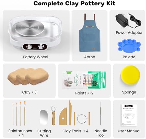 Pottery Wheel for Adults, Kids, Teens, Beginner, Professional - 7" Turnable Eletric Clay Spinner with Adjustable Speed & Removable Tray, Ceramic Home Kit, DIY Set Gift for Artists & Hobbyists - Image 3