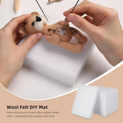 TEHAUX 6pcs Needle Felting Foam Pads - Dense Foam Felting Mat for DIY Crafts, 7.87 X 5.90 X 1.18 Inches, White Sponge Pad for Manual DIY Craft - Image 3